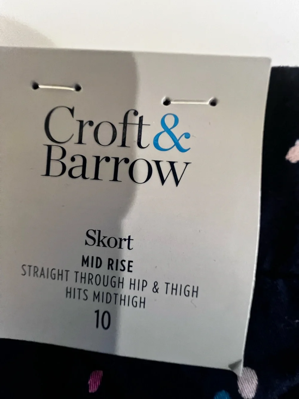 CROFT & BARROW CLASSIC STRETCH SKORT SIZE 10 MID-RISE NAVY W/RED WHITE BLUE DOT